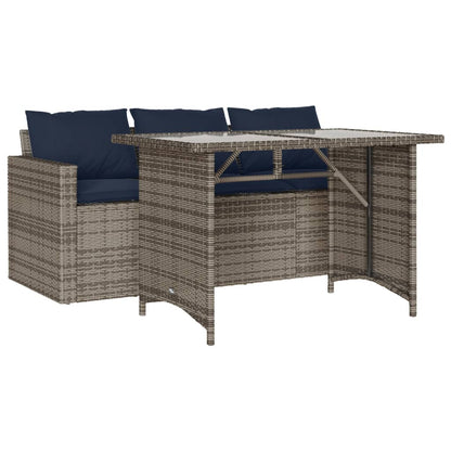 Set da Pranzo da Giardino 2 pz con Cuscini in Polyrattan Grigio | homemem39