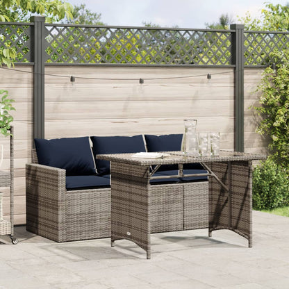 Set da Pranzo da Giardino 2 pz con Cuscini in Polyrattan Grigio | homemem39