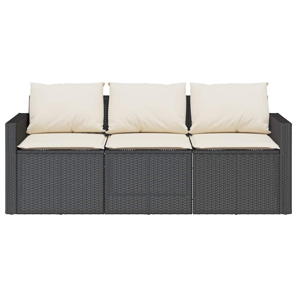 Set da Pranzo da Giardino 2 pz con Cuscini Nero in Polyrattan