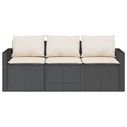 Set da Pranzo da Giardino 2 pz con Cuscini Nero in Polyrattan