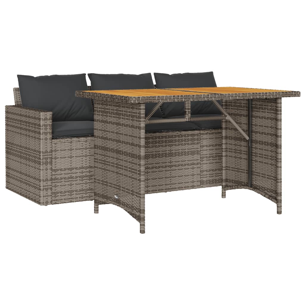Set da Pranzo da Giardino 2 pz con Cuscini in Polyrattan Grigio | homemem39