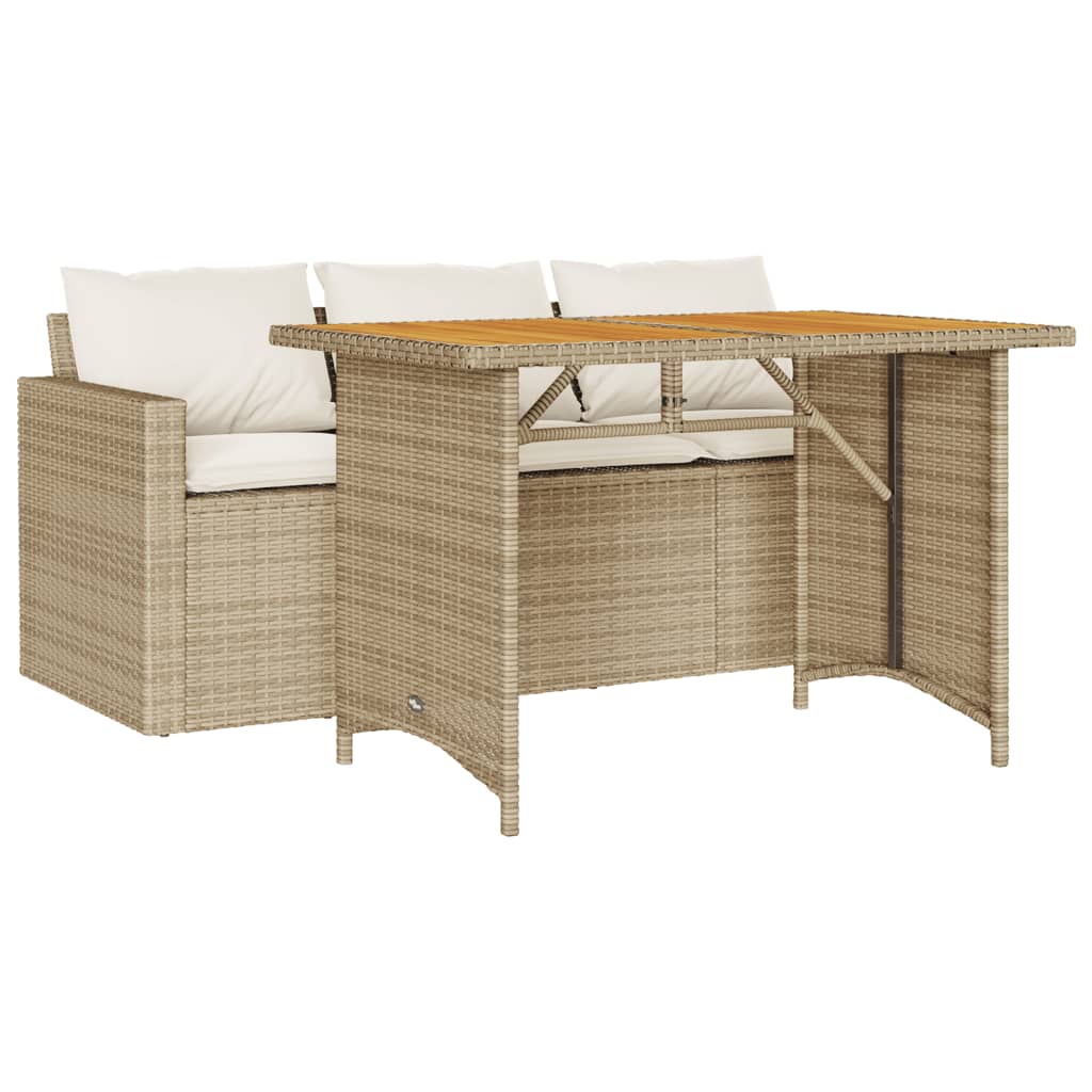 Set da Pranzo da Giardino 2 pz con Cuscini Beige in Polyrattan | homemem39