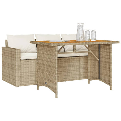 Set da Pranzo da Giardino 2 pz con Cuscini Beige in Polyrattan | homemem39