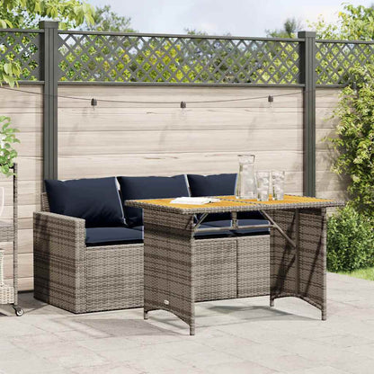 Set da Pranzo da Giardino 2 pz con Cuscini in Polyrattan Grigio