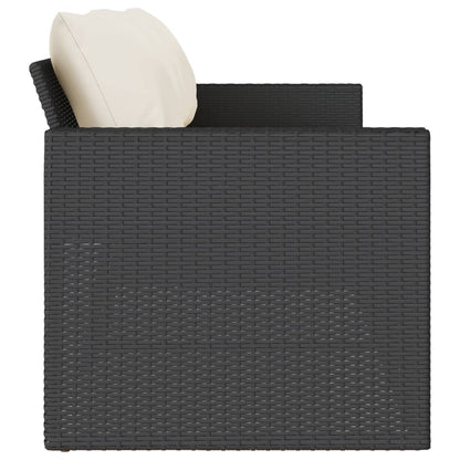 Divano da Giardino a 3 Posti con Cuscini Nero in Polyrattan | homemem39