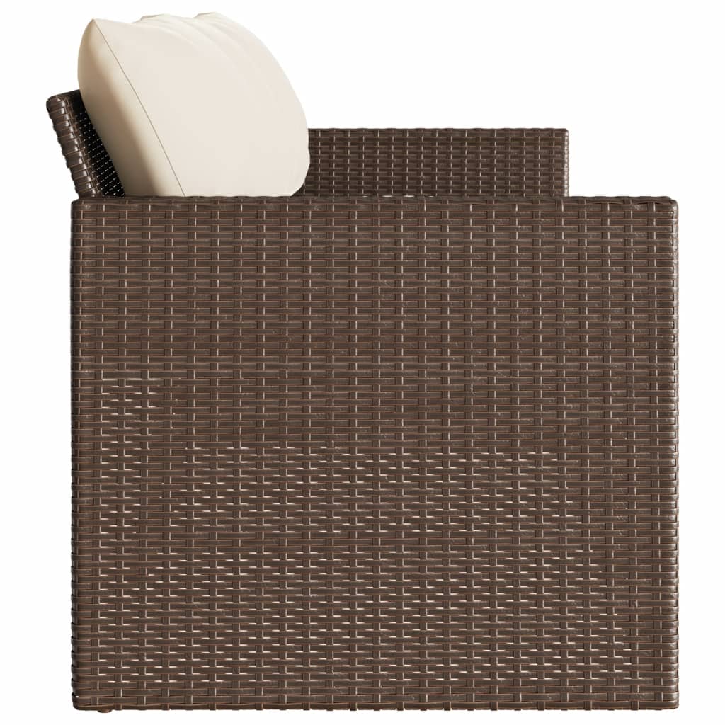 Divano da Giardino a 3 Posti con Cuscini in Polyrattan Marrone | homemem39