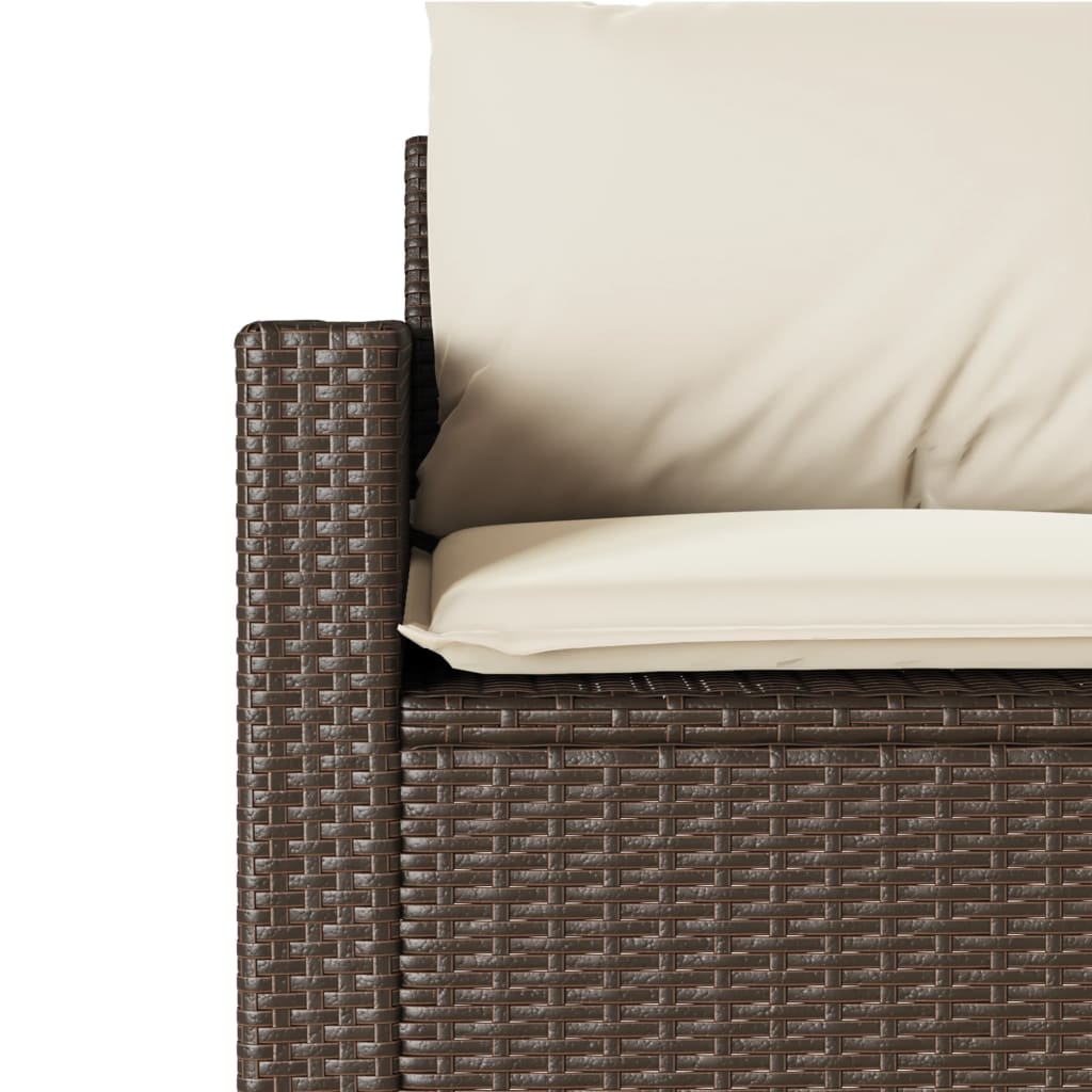 Divano da Giardino a 3 Posti con Cuscini in Polyrattan Marrone | homemem39