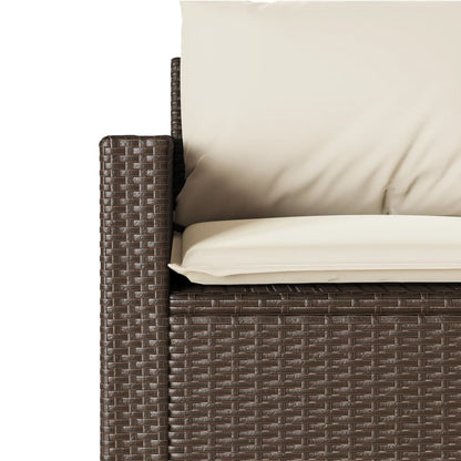 Divano da Giardino a 3 Posti con Cuscini in Polyrattan Marrone | homemem39