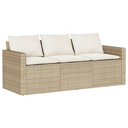 Divano da Giardino con Cuscini a 3 Posti Beige in Polyrattan | homemem39