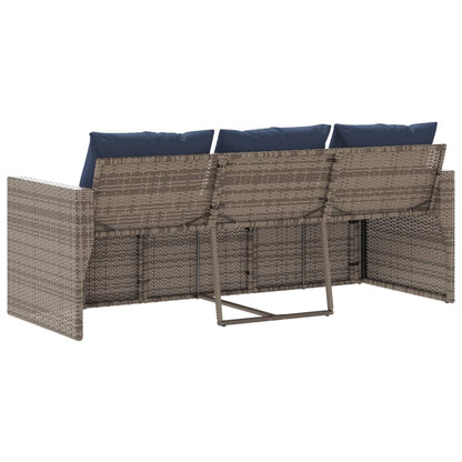 Divano da Giardino con Cuscini 3 Posti Grigio in Polyrattan | homemem39