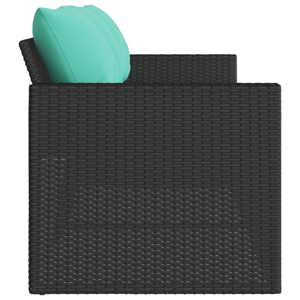 Divano da Giardino a 3 Posti con Cuscini Nero in Polyrattan | homemem39