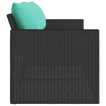 Divano da Giardino a 3 Posti con Cuscini Nero in Polyrattan | homemem39