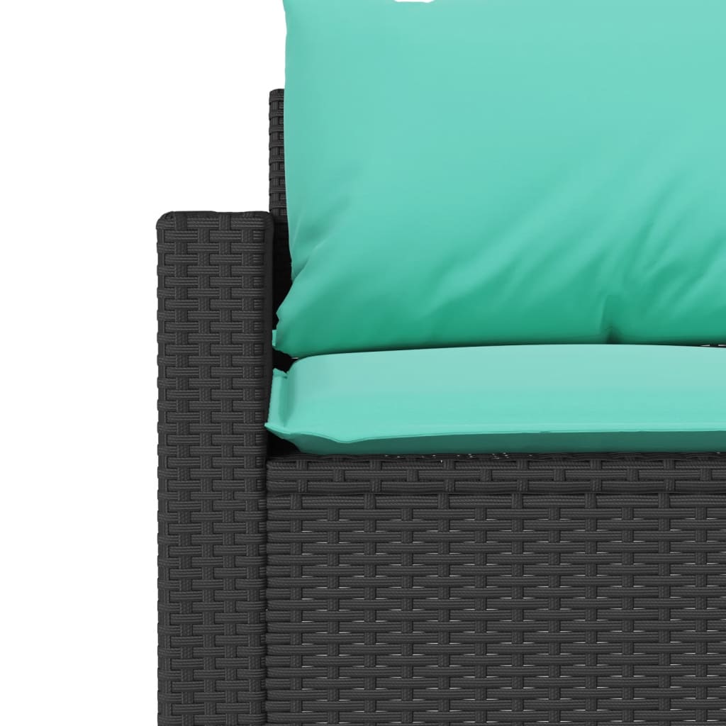 Divano da Giardino a 3 Posti con Cuscini Nero in Polyrattan | homemem39
