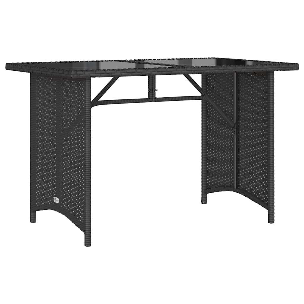 Tavolo da Giardino Piano in Vetro Nero 110x68x70 cm Polyrattan - homemem39