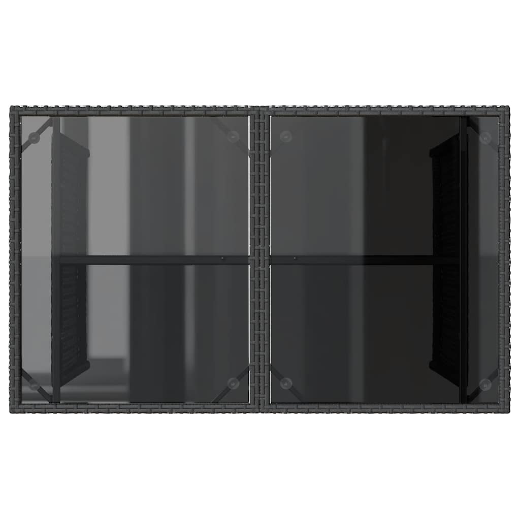 Tavolo da Giardino Piano in Vetro Nero 110x68x70 cm Polyrattan - homemem39