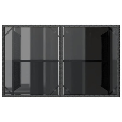 Tavolo da Giardino Piano in Vetro Nero 110x68x70 cm Polyrattan - homemem39