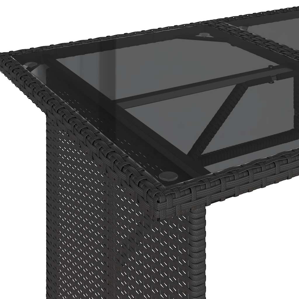 Tavolo da Giardino Piano in Vetro Nero 110x68x70 cm Polyrattan - homemem39