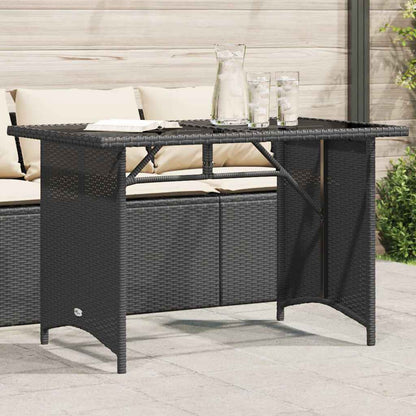 Tavolo da Giardino Piano in Vetro Nero 110x68x70 cm Polyrattan - homemem39