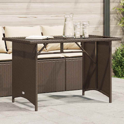 Tavolo Giardino Piano in Vetro Marrone 110x68x70 cm Polyrattan - homemem39
