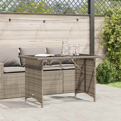 Tavolo da Giardino Piano in Vetro Grigio 110x68x70cm Polyrattan - homemem39