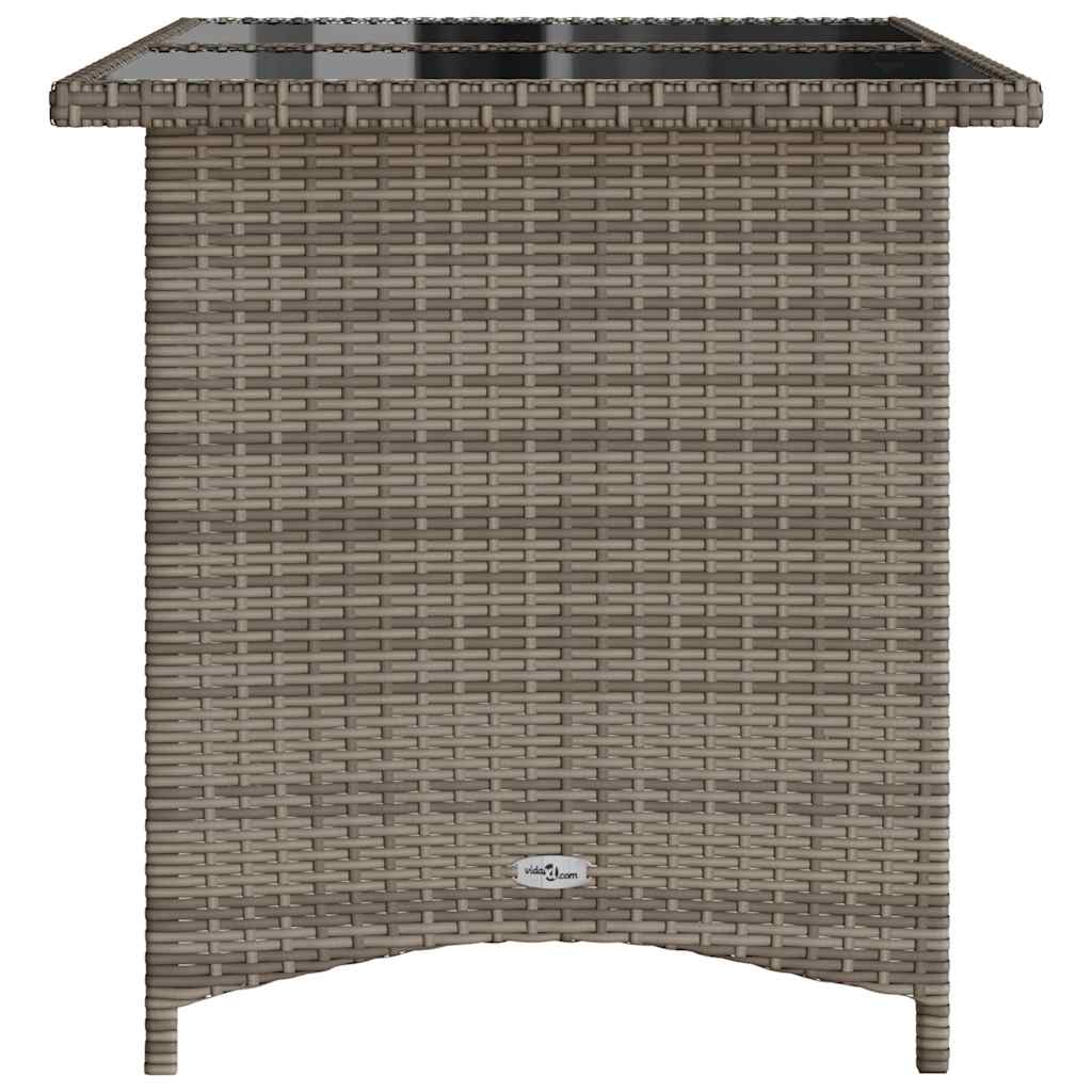 Tavolo da Giardino Piano in Vetro Grigio 110x68x70cm Polyrattan - homemem39