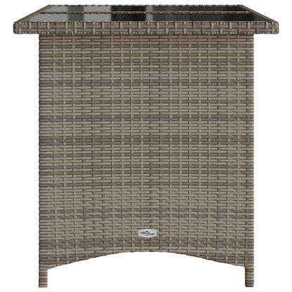 Tavolo da Giardino Piano in Vetro Grigio 110x68x70cm Polyrattan - homemem39