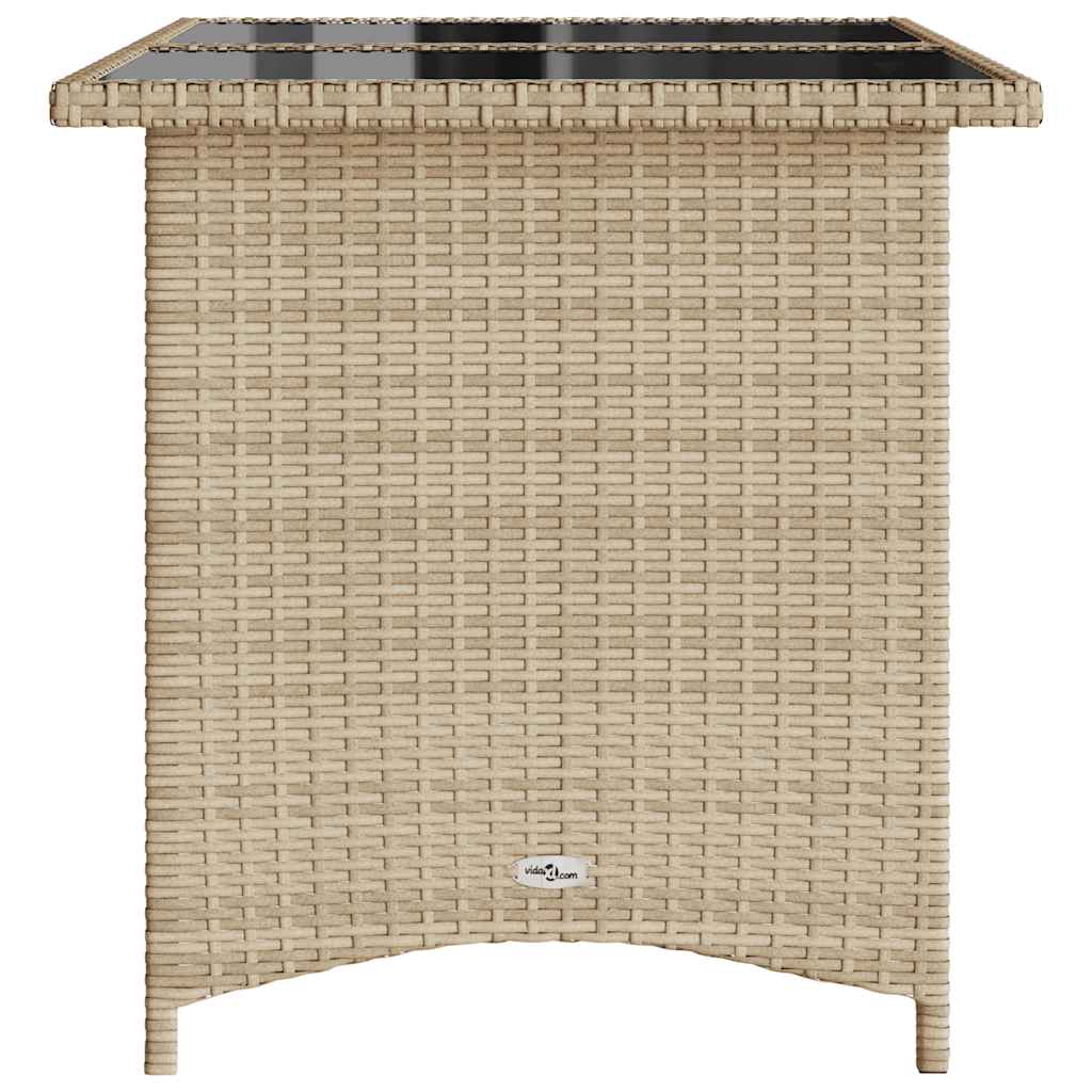Tavolo da Giardino Piano in Vetro Beige 110x68x70 cm Polyrattan - homemem39