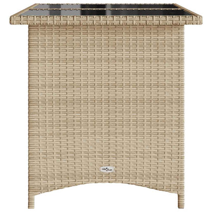 Tavolo da Giardino Piano in Vetro Beige 110x68x70 cm Polyrattan - homemem39