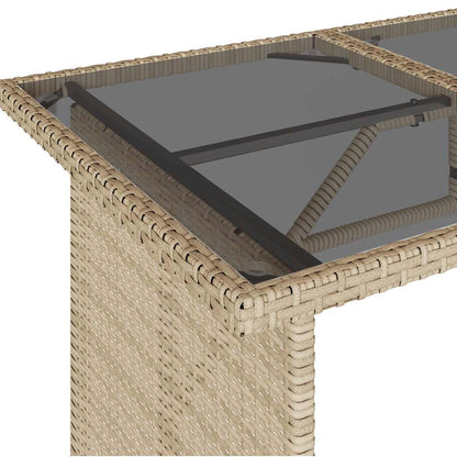 Tavolo da Giardino Piano in Vetro Beige 110x68x70 cm Polyrattan - homemem39