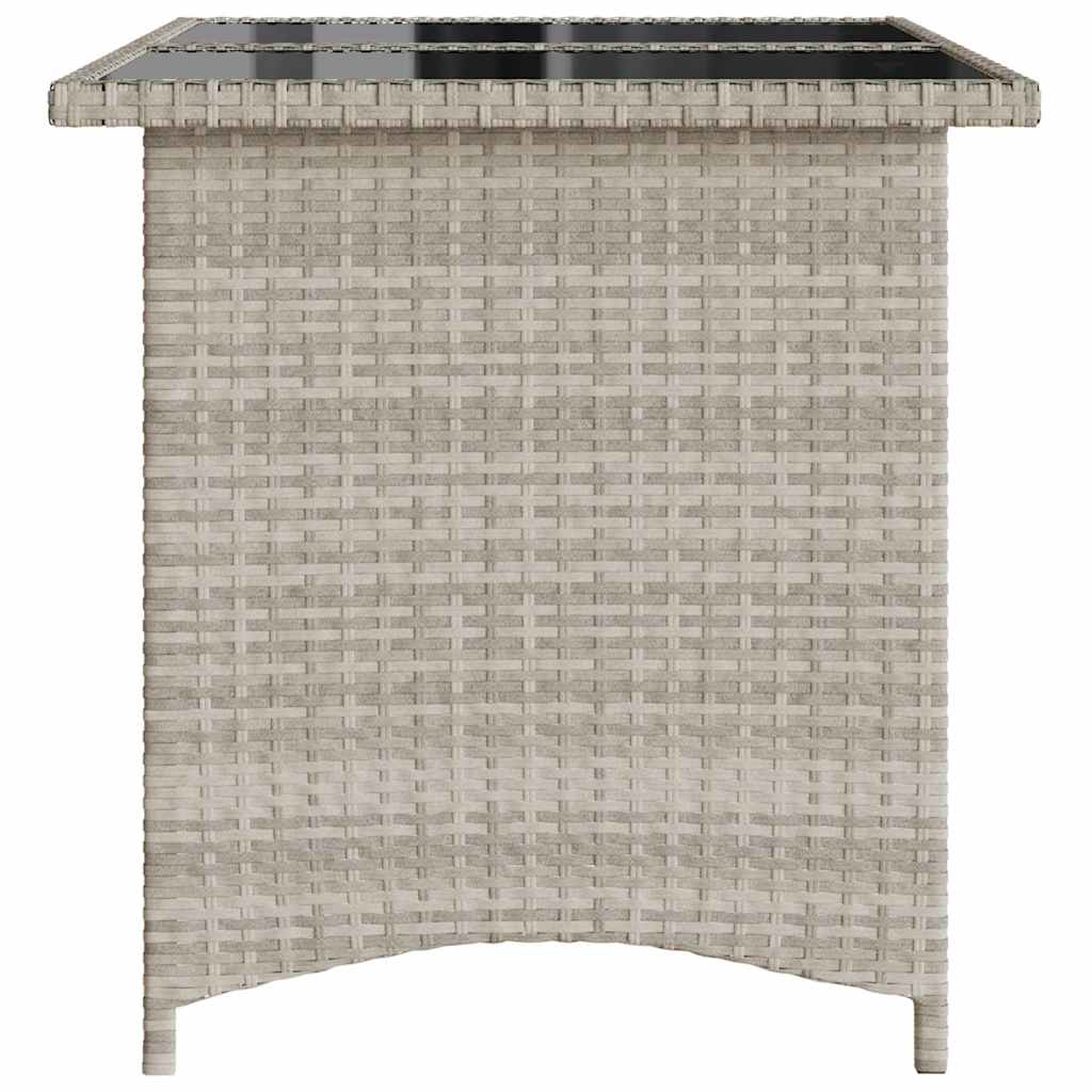 Tavolo Giardino Piano Vetro Grigio Chiaro 110x68x70 Polyrattan - homemem39