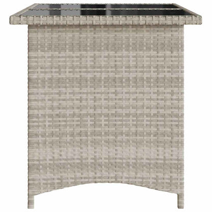 Tavolo Giardino Piano Vetro Grigio Chiaro 110x68x70 Polyrattan - homemem39