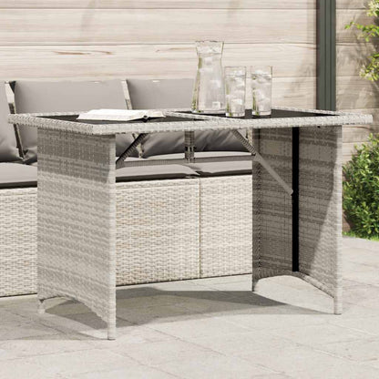 Tavolo Giardino Piano Vetro Grigio Chiaro 110x68x70 Polyrattan - homemem39