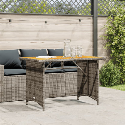 Tavolo da Giardino Piano in Legno Grigio 110x68x70cm Polyrattan