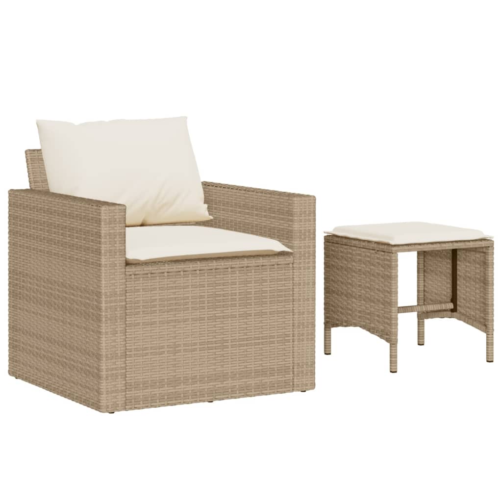 Set Divano da Giardino 4 pz con Cuscini Beige in Polyrattan - homemem39