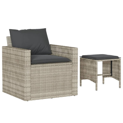 Set Divano da Giardino 4pz con Cuscini Grigio Chiaro Polyrattan | homemem39