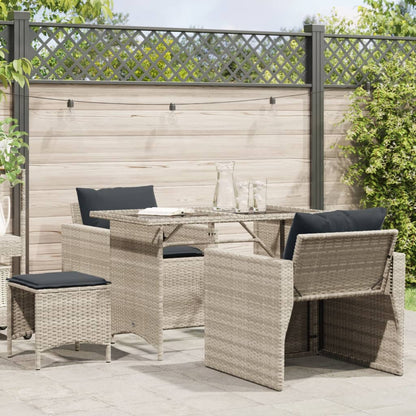 Set Divano da Giardino 4pz con Cuscini Grigio Chiaro Polyrattan | homemem39