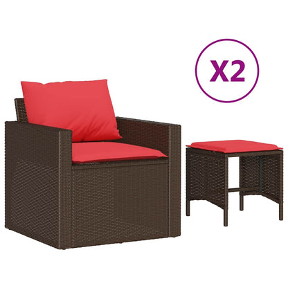 Set Divano da Giardino 4 pz con Cuscini Marrone in Polyrattan | homemem39
