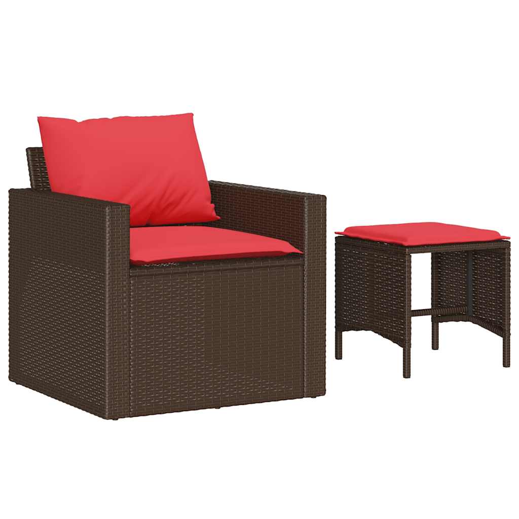 Set Divano da Giardino 4 pz con Cuscini Marrone in Polyrattan | homemem39