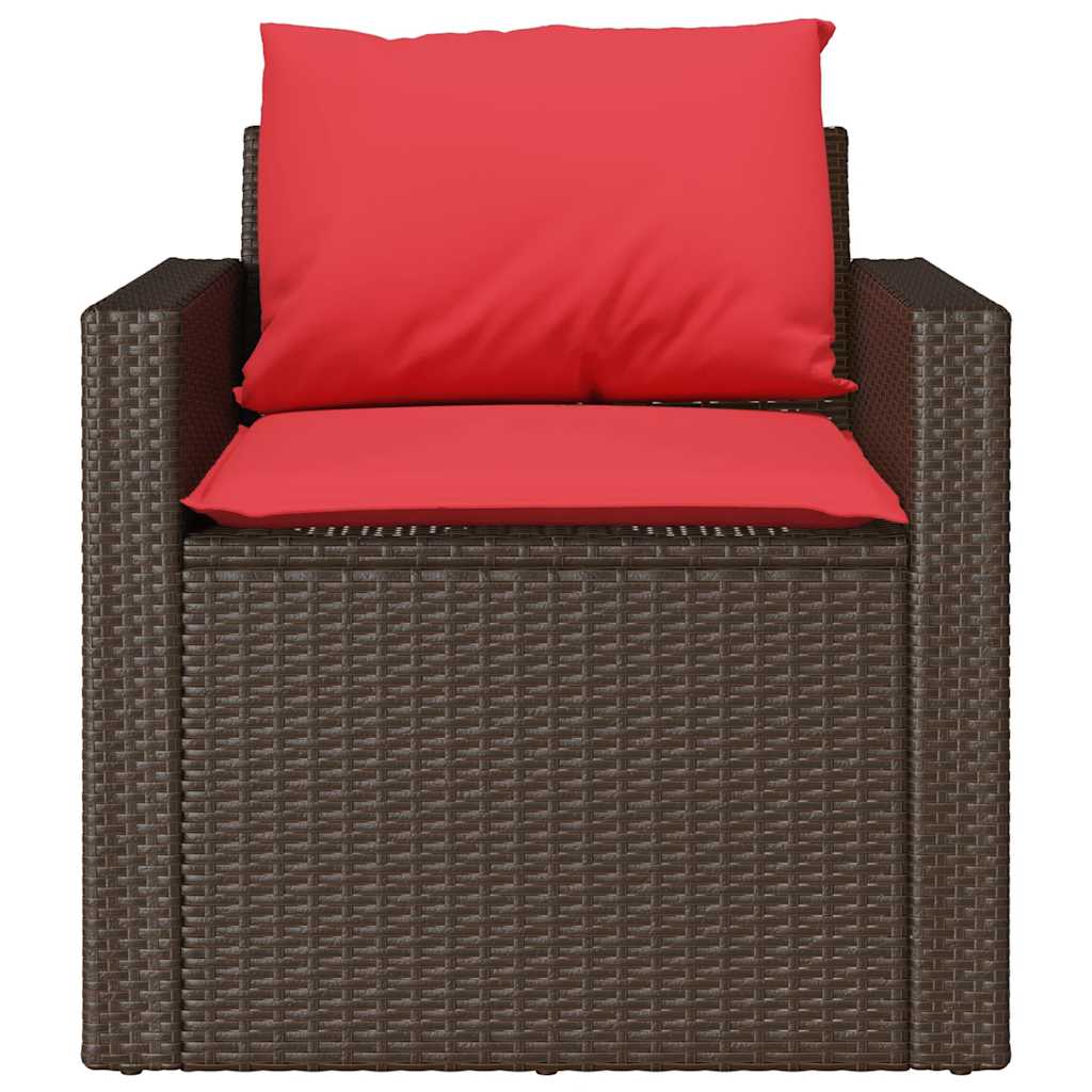 Set Divano da Giardino 4 pz con Cuscini Marrone in Polyrattan | homemem39