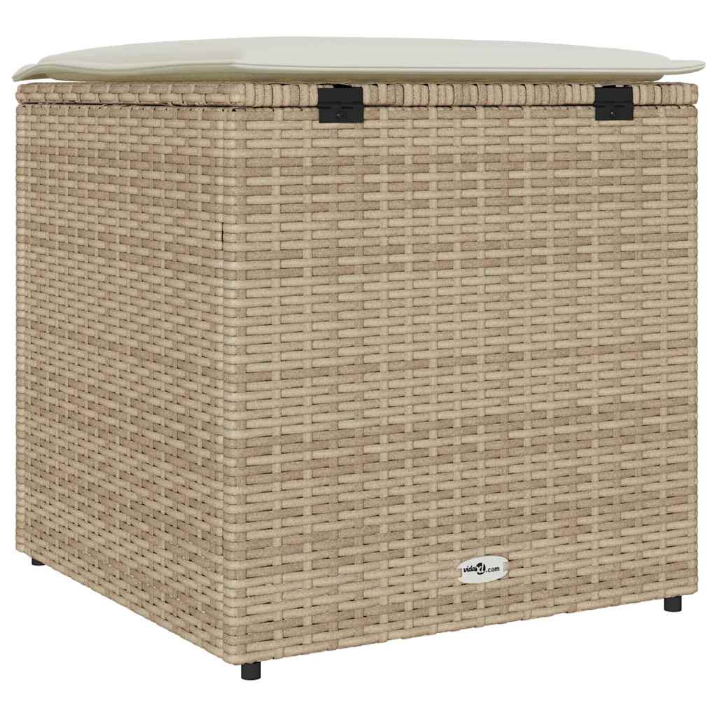 Scatola per Cuscini Beige 50 x 50 x 50 cm polyrattan
