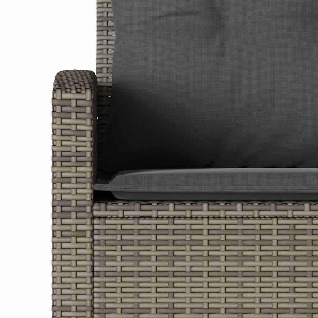 Divano a Forma di L con Cuscini in Polyrattan Grigio