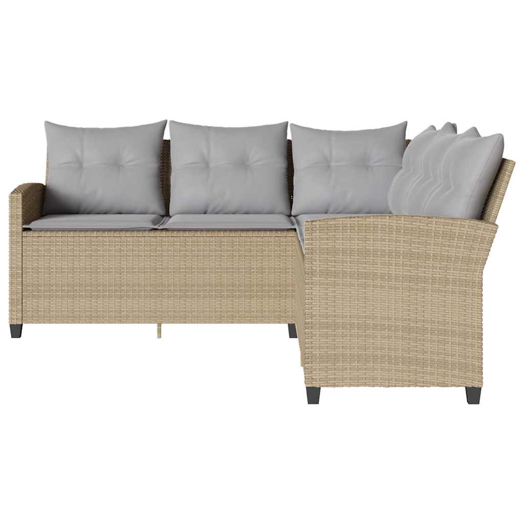 Divano a Forma di L con Cuscini in Polyrattan Beige | homemem39