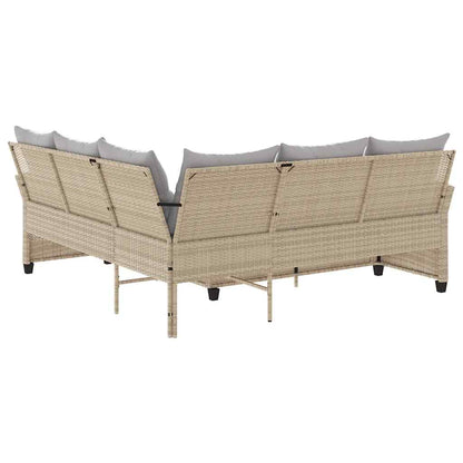 Divano a Forma di L con Cuscini in Polyrattan Beige | homemem39
