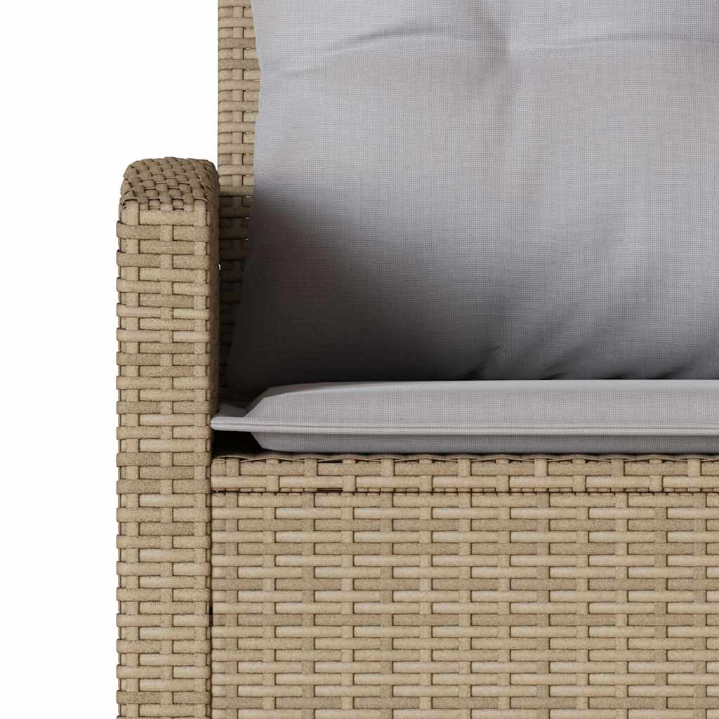 Divano a Forma di L con Cuscini in Polyrattan Beige