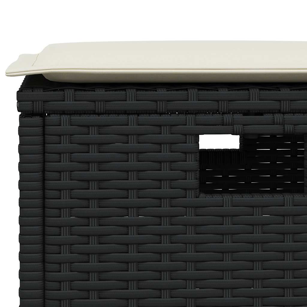 Set da Pranzo da Giardino 5 pz Nero con Cuscini in Polyrattan | homemem39