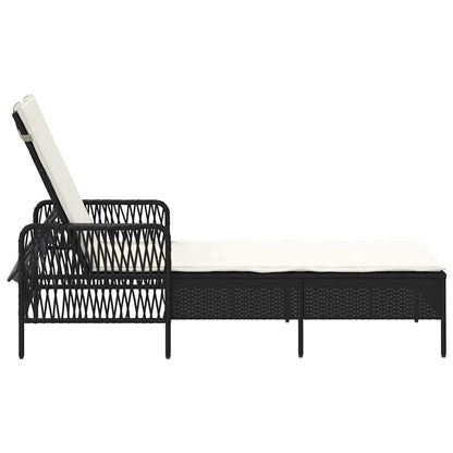 Lettino prendisole con cuscino Nero 157 x 55 x 92cm polyrattan