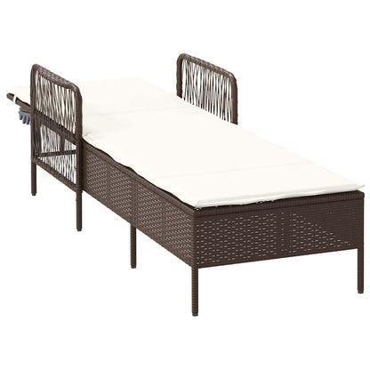 Lettino prendisole 1-persona Marrone 157 x 55 x 92cm polyrattan