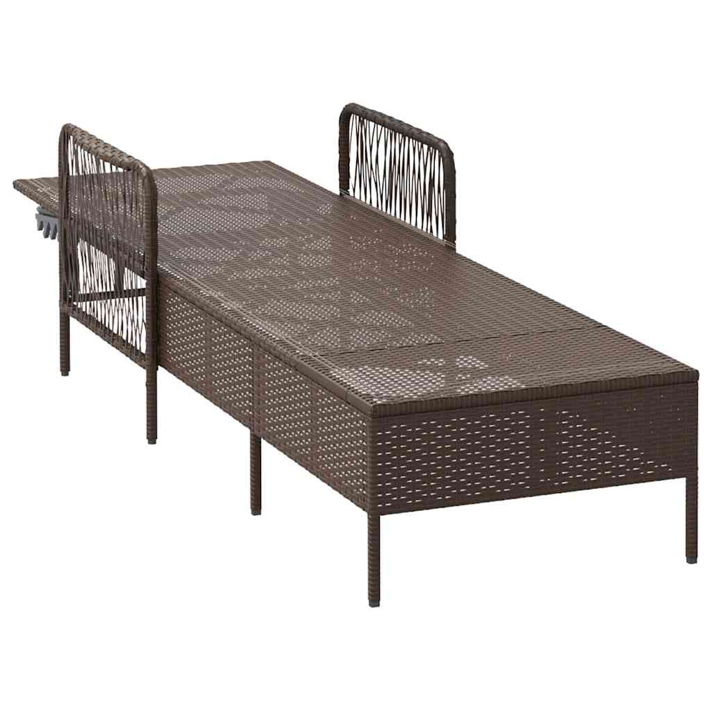 Lettino prendisole 1-persona Marrone 157 x 55 x 92cm polyrattan