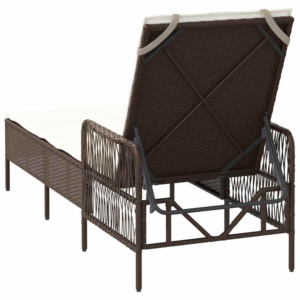 Lettino prendisole 1-persona Marrone 157 x 55 x 92cm polyrattan