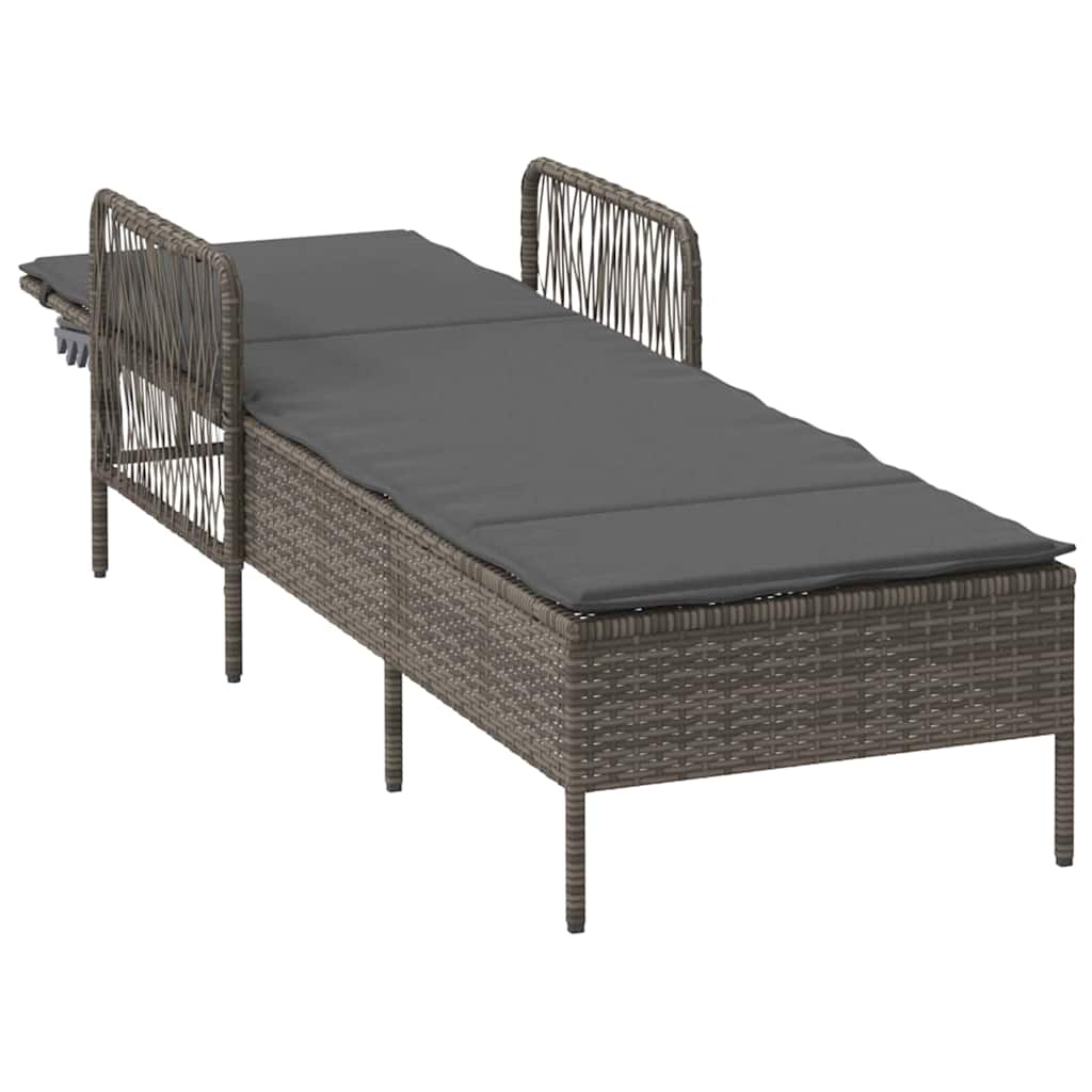 Lettino prendisole 1-persona Grigio 157 x 55 x 92cm polyrattan
